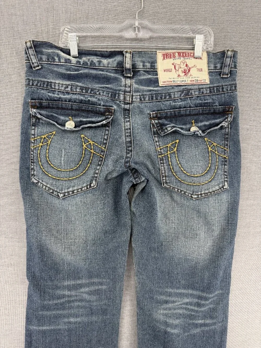 Vtg True Religion Billy Super Big T Baggy Denim Jeans Mens 38x30